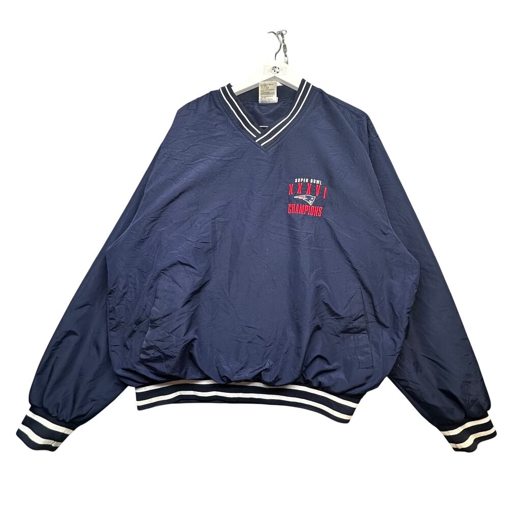 Vintage Reebok New England Patriots Super Bowl XXXVI Windbreaker Pullover Men XL